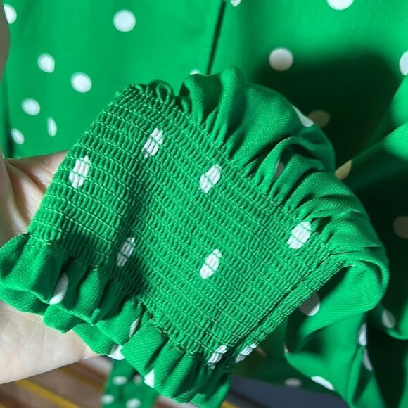 Broadway 38 NWT Green Tie Front Long Sleeve Blouse - Picture 6 of 9